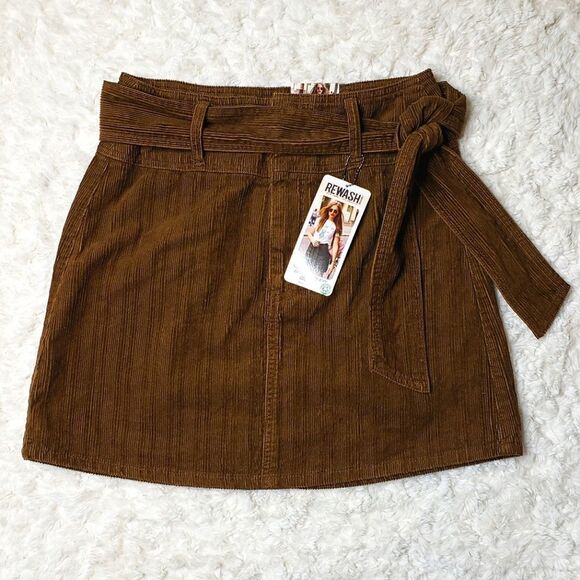 NWT Rewash Corduroy High Waisted Skirt W/ Belt Tie & Zipper - Picture 4 of 8